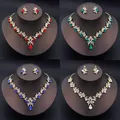 Elegant Fashion Necklace Sets for Women Dangle Earrings Princess Collar Two Piece Set Bride Jewelry