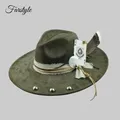 Wide Brim fedora hats Felt Suede hat Men women Feather accessory Fedoras DIY flat brim hat Jazz hat