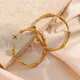 2022 New Minimalist Basic Thin Bamboo Large Gold Hoop Earrings For Women Stainless Steel Gold Plated