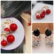 Boucles d'oreilles cerise rouge pour femmes nouveauté mignonnes en cristal