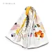 White real silk twill scarf printed flowers head scarfs women soft natural silk square bandana shawl