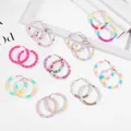 Boucles d'oreilles créoles en perles irrigation polymère pour femmes, disque coloré, boucles d'oreilles créoles, cercle respirant, bijoux de plage, été bohème