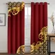 Luxury Red Gold Abstract Geometric Cheap Window Curtains Blinds For Living Room Kids Bedroom