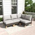 Ebern Designs Makayla 108" Wide Outdoor L-Shaped Patio Sectional w/ Cushions in Brown | 30 H x 108 W x 30 D in | Wayfair