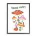 Stupell Industries Grow Happy Retro Mushrooms by Martina Pavlova Floater Frame Print on Canvas in Green/Orange | 21 H x 17 W x 1.7 D in | Wayfair