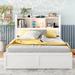 Latitude Run® Full Size Storage Platform Bed w/ Pull Out Shelves, Twin Size Trundle & 2 Drawers Wood in White | 43.3 H x 88.6 W x 76 D in | Wayfair