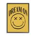 Stupell Industries bb-503-Framed Dream on Yellow Smiley Floater Frame Print on Canvas in Black/Yellow | 21 H x 17 W x 1.7 D in | Wayfair