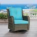 Winston Porter Trosclair Swivel Wicker Outdoor Barrel Chair Lounge Chair Wicker/Rattan in Blue | 38.6 H x 29.9 W x 32.3 D in | Wayfair