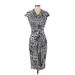 Jones New York Casual Dress - Midi Cowl Neck Short sleeves: Gray Dresses - Women's Size 4