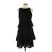 Ann Taylor Casual Dress - Party High Neck Sleeveless: Black Print Dresses - Women's Size 8