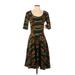 Lularoe Casual Dress - A-Line Scoop Neck 3/4 sleeves: Green Print Dresses - New - Women's Size Small