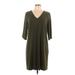 MICHAEL Michael Kors Casual Dress - Mini V Neck 3/4 sleeves: Green Print Dresses - Women's Size Large