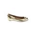 Stuart Weitzman Flats: Slip On Wedge Casual Gold Solid Shoes - Women's Size 6 1/2 - Round Toe