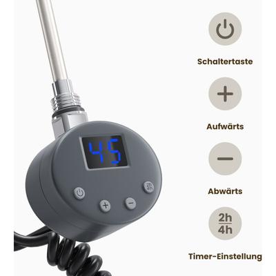 Heizstab Heizpatrone für Handtuchheizkörper 800W mit Thermostat und lcd Bildschirm Heizstäbe aus