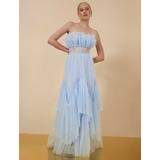 Women's Jeanne Strapless Tulle Gown in Xenon Blue / 14 | BCBGMAXAZRIA