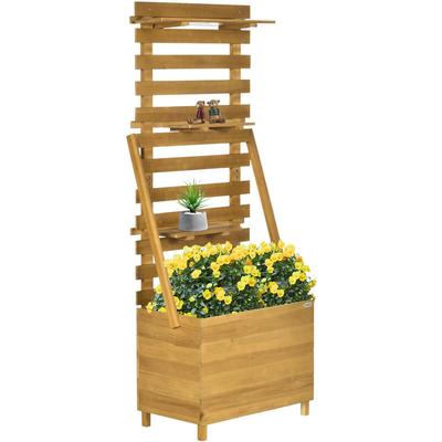 Hochbeet mit Rankgitter, Pflanzkasten mit 3 Ablagen, Blumenkasten mit Rankhilfe, für Image