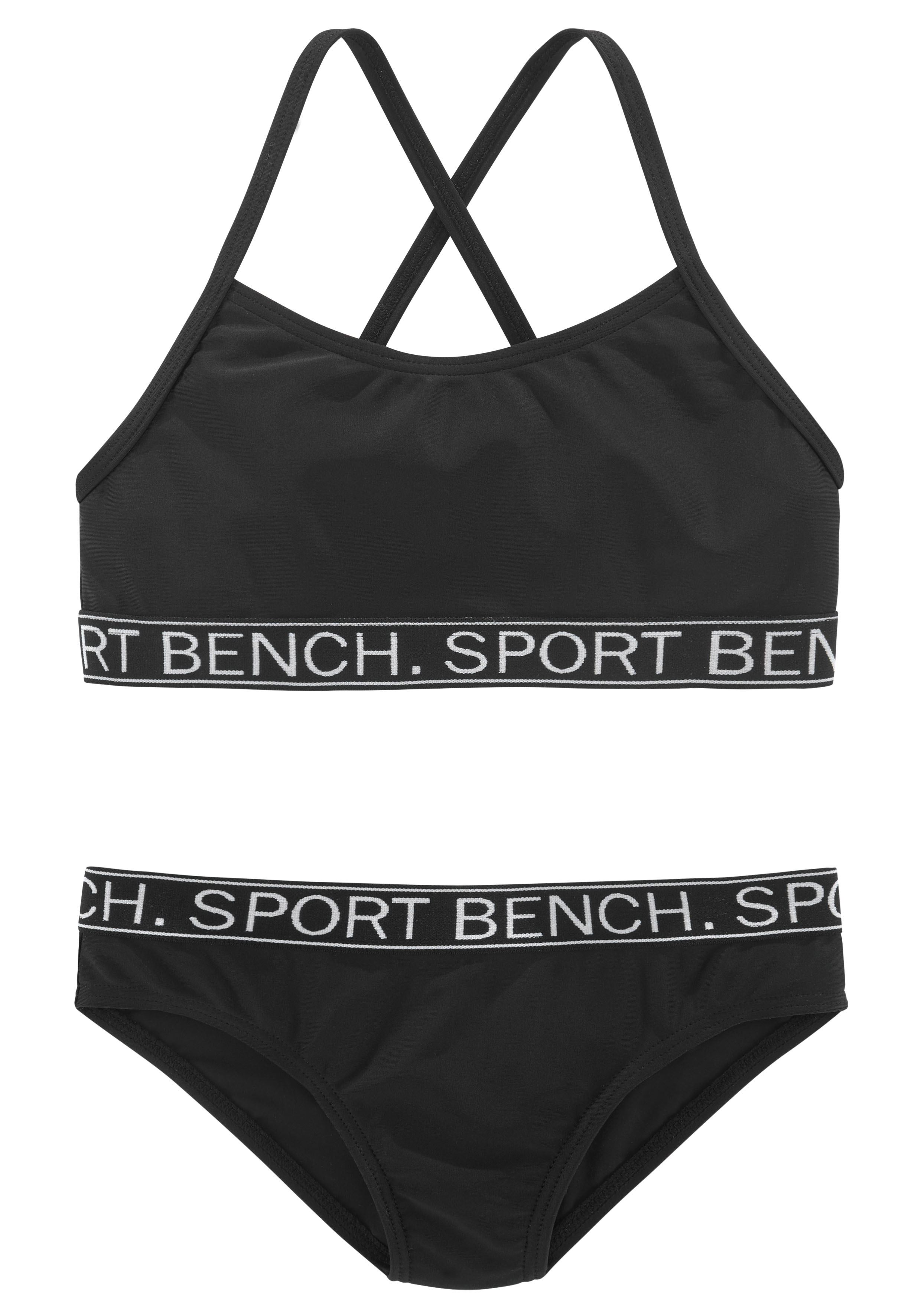 Bustier-Bikini BENCH. "Yva Kids", Kinder, Gr. 146/152, N-Gr, schwarz, Recycling-Polyamid, unifarben, Bikini-Sets, in sportlichem Design und Farben Image