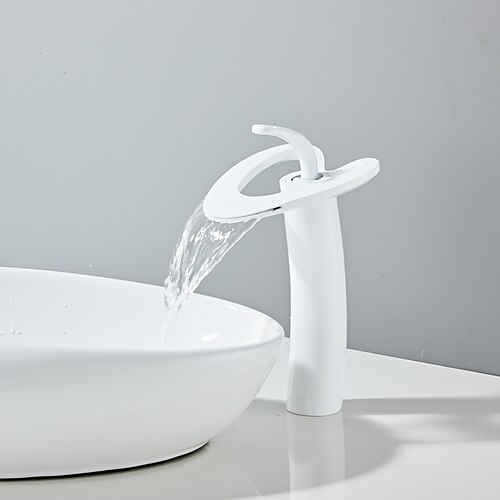 Waschbecken Wasserhahn - Wasserfall Chrom / Nickel gebürstet / Galvanisierung Mittellage Einhand Ein LochBath Taps Image