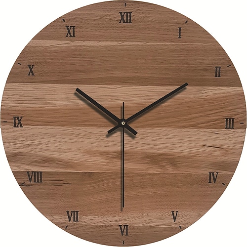 Wanduhr, schlichtes, modernes Design, Holzuhren für Schlafzimmer, Holzwanduhr, Heimdekoration, geräuschlos, digital, große Wanduhr, Küche, Massivholz-Wanduhr, stumme Uhr, Wohnzimmer, Heimbüro, Quarz, 30 cm Image