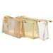 3pcs Transparent Makeup Bags Fashion Storage Bag Multifunctional Cosmetic Pouch Portable Zippered Handbag Case Toiletry Bag for Woman(White Coffee Gold Wire 1pc for Each Color)
