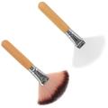 2 Pcs Lash Fan Face Highlighter Wand Loose Powder Brush Makeup Paint The Nylon Wood Miss