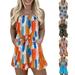 Dream Lifestyle Women Romper Colorful Print Loose Hem Tight Waist Sleeveless Off Shoulder Summer Jumpsuit Female Clothes