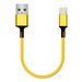 10inch Short MFI Certified Phone Charger Cable - Heavy-Duty Durable Braided Data Sync Lightning to USB Charging Cables Cords for iPhones - Yellow