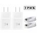 Samsung Galaxy J7 Perx V Adaptive Fast Charger Micro USB 2.0 Charging Kit [2x Wall Charger + 2x Micro USB Cable] Dual voltages for up to 60% Faster Charging! White