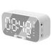 UAEBM LED Mirror Digital Alarm Clock Big Time Display Table Alarm Clock Wireless Speaker Subwoofer Music Player Support Bluetooth White