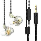 MERILER 10mm Titanium-Coated Diaphragm HiFi in-Ear Monitor Earphones with Semi-Open Cavity Detachable 2Pin Silver-Plated Cable Noise Canceling for Audiophile