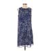 DKNY Casual Dress - Mini Crew Neck Sleeveless: Blue Dresses - Women's Size 2