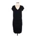 Athleta Casual Dress - Sheath V-Neck Short sleeves: Black Print Dresses - Women's Size Medium