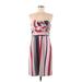 Sam Edelman Casual Dress - Sheath Open Neckline Sleeveless: Red Stripes Dresses - Women's Size 6
