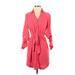 Express Casual Dress - Shirtdress Collared 3/4 sleeves: Pink Print Dresses - Women's Size X-Small