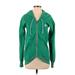 Rebel Yell Zip Up Hoodie: Green Solid Tops - Women's Size Small