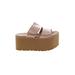 Public Desire Sandals: Slide Wedge Casual Tan Print Shoes - Women's Size 4 - Open Toe