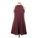 Abbeline Casual Dress - Mini Mock Sleeveless: Burgundy Dresses - Women's Size Large