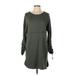Max Studio Casual Dress - Shift Scoop Neck Long sleeves: Green Marled Dresses - New - Women's Size Large