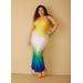 Plus Size Ombre Maxi Bodycon Dress