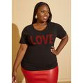 Plus Size Love Crystal Embellished Tee