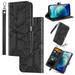 Samsung Galaxy A12 5G Case Samsung Galaxy A12 5G Wallet Case Magnetic Closure Embossed Tree Premium PU Leather [Kickstand] [Card Slots] [Wrist Strap] Phone Cover For Samsung Galaxy A12 5G Black