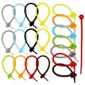 20 Pcs Silicone Tie Cord Organizer Wraps Cable Zip Ties Mobile Phone Charger Reusable Holder Office
