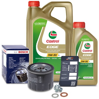 Bosch Ölfilter+Schraube+6 L Castrol 5W-30 LL [Hersteller-Nr. 10492055] für Suzuki Image