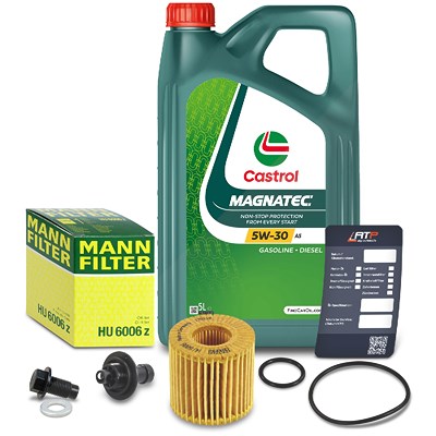 Mann-filter Ölfilter+Schraube+5L Castrol Magnatec 5W-30 A5 [Hersteller-Nr. 10492661] für Daihatsu, Toyota, Subaru Image