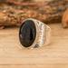Oval Mystery,'Men's Polished Oval Black Jade Cocktail Ring from Guatemala'