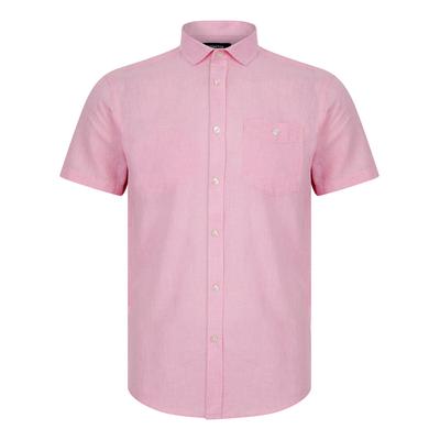 Shirts Portree Gingham Check Short Sleeve Cotton Linen Blend Shirt in Bonbon Pink - Kensington Eastside / M - Tokyo Laundry