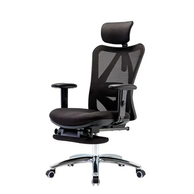 SIHOO Bürostuhl Schreibtischstuhl, ergonomisch, verstellbare Lordosenstütze, 150kg belastbar ~ mit Fußstütze, schwarz Image