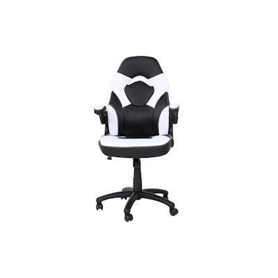Mendler Bürostuhl HWC-K13, Drehstuhl Gamingstuhl, ergonomisch, verstellbare Armlehne, Kunstleder ~ schwarz-weiß Image