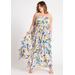 Plus Size Women's Halter Neck Ruffle Maxi Dress by ELOQUII in Mosaic Botanic (Size 16)