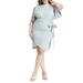 Plus Size Women's Mini Dress With Tie by ELOQUII in Sky Gray (Size 14)